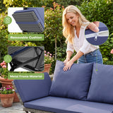 Devoko Patio Wicker Daybed with Adjustable Armrest, Outdoor PE Rattan Sofa Bed for All-Weather Use