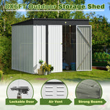 Devoko 8'x6' Patio Metal Storage Shed with Lockable Door,Outdoor Steel Tool Storage Shed for Backyard and Garden