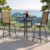 Vineego 3 Pcs Outdoor Swivel Metal Bar Stools, Patio Height Textilene Chairs with Table,Beige