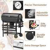 Devoko 29” Barrel Outdoor Charcoal Grill with Side Shelf and Wheels, Black