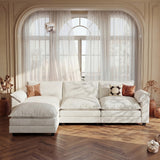 Devoko 119" 3-Seat Modular Sectional Sofa, L-Shaped Cloud Couch with Movable Ottoman for Living Room, Upholstered Sofa