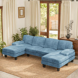 Vineego U-Shaped Sectional Sofa with Double Chaise 4-Seat Modular Sofa Couch for Living Room