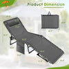 Vineego Foldable Lounge Chaise 12 inch High 5-Position Adjustable Patio Lounge Chair Beach Pool Chaise,Black