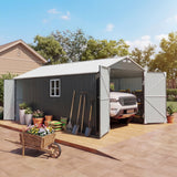 Devoko 12x20 FT Enclosed Metal Carport, Heavy Duty Metal Garage Shed with Main Door & Side Door, All-Weather Vertical Roof Car Shelter