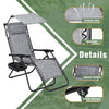 Vineego Patio Zero Gravity Chair Outdoor Folding Recliner Lounge Chair with Attachable Sunshade Canopy and Holder