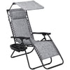 Vineego Patio Zero Gravity Chair Outdoor Folding Recliner Lounge Chair with Attachable Sunshade Canopy and Holder