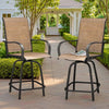 Vineego 2 Pcs Outdoor Swivel Metal Bar Stools, Patio Height Textilene Chairs,Beige