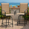 Vineego 2 Pcs Outdoor Swivel Metal Bar Stools, Patio Height Textilene Chairs,Beige