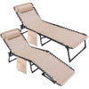 Vineego Foldable Lounge Chaise 12 inch High 5-Position Adjustable Patio Lounge Chair Beach Pool Chaise,Black