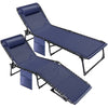 Vineego Foldable Lounge Chaise 12 inch High 5-Position Adjustable Patio Lounge Chair Beach Pool Chaise,Black