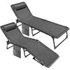 Vineego Foldable Lounge Chaise 12 inch High 5-Position Adjustable Patio Lounge Chair Beach Pool Chaise,Black