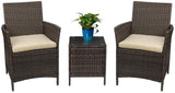 Devoko 3 Pieces Outdoor Furniture Sets Rattan Wicker Chairs Patio Conversation Set