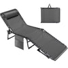 Vineego Foldable Lounge Chaise 12 inch High 5-Position Adjustable Patio Lounge Chair Beach Pool Chaise,Black