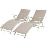 Vineego Outdoor 2 Pieces Chaise Lounge Poolside Adjustable Recliner Folding Lounge Chairs