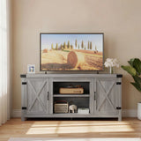 Vineego TV Stand for 65 Inch TVs, Farmhouse Storage Cabinet with Cable Management and Hidden Compartment