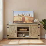 Vineego TV Stand for 65 Inch TVs, Farmhouse Storage Cabinet with Cable Management and Hidden Compartment