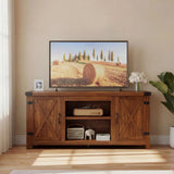 Vineego TV Stand for 65 Inch TVs, Farmhouse Storage Cabinet with Cable Management and Hidden Compartment