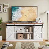 Vineego Rustic Modern TV Stand for 65-Inch TVs - Entertainment Center with Storage Cabinet & Sliding Barn Door Design