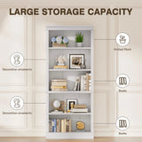 Vineego 5-Shelf Corner Bookcase - Sturdy White Storage for Home Office, Living Room