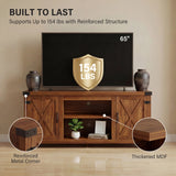 Vineego TV Stand for 65 Inch TVs, Farmhouse Storage Cabinet with Cable Management and Hidden Compartment