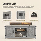 Vineego TV Stand for 65 Inch TVs, Farmhouse Storage Cabinet with Cable Management and Hidden Compartment