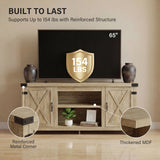 Vineego TV Stand for 65 Inch TVs, Farmhouse Storage Cabinet with Cable Management and Hidden Compartment