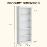 Vineego 5-Shelf Corner Bookcase - Sturdy White Storage for Home Office, Living Room