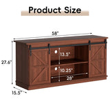 Vineego Rustic Modern TV Stand for 65-Inch TVs - Entertainment Center with Storage Cabinet & Sliding Barn Door Design