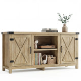 Vineego TV Stand for 65 Inch TVs, Farmhouse Storage Cabinet with Cable Management and Hidden Compartment