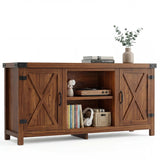 Vineego TV Stand for 65 Inch TVs, Farmhouse Storage Cabinet with Cable Management and Hidden Compartment