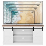 Vineego Rustic Modern TV Stand for 65-Inch TVs - Entertainment Center with Storage Cabinet & Sliding Barn Door Design
