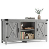 Vineego TV Stand for 65 Inch TVs, Farmhouse Storage Cabinet with Cable Management and Hidden Compartment