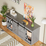 Vineego Rustic Modern TV Stand for 65-Inch TVs - Entertainment Center with Storage Cabinet & Sliding Barn Door Design