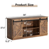 Vineego Rustic Modern TV Stand for 65-Inch TVs - Entertainment Center with Storage Cabinet & Sliding Barn Door Design