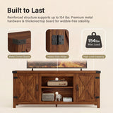 Vineego TV Stand for 65 Inch TVs, Farmhouse Storage Cabinet with Cable Management and Hidden Compartment