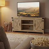 Vineego TV Stand for 65 Inch TVs, Farmhouse Storage Cabinet with Cable Management and Hidden Compartment