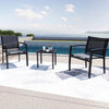 Devoko 3 Pieces Modern Outdoor Conversation Patio Furniture Sets Textilene Bistro, with Glassed Table Steel Frame, Black