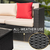 Devoko 5 Pieces Patio Sectional Set Outdoor Wicker Rattan Conversation Sofa