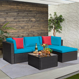 Devoko 5 Pieces Patio Sectional Set Outdoor Wicker Rattan Conversation Sofa