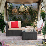 Devoko Outdoor Sectional Sofa PE Rattan Patio Furniture Sets with Cushions and Table