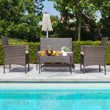 Devoko 4 Pieces Outdoor Patio Conversation Set PE Rattan Wicker Furniture Set