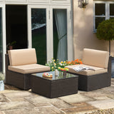 Devoko 3 Pieces Small Patio Conversation Set Outdoor Polyester Bistro Set with All Weather Cushions