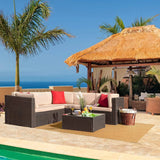 Devoko 6 Pieces Outdoor Patio Furniture Sets Wicker Sectional Sofa PE Rattan Conversation Sets