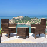 Devoko Patio Conversation Set Outdoor Furniture Set PE Rattan Set of 3