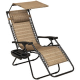 Devoko Patio Zero Gravity Chair Outdoor Folding Recliner Lounge Chair with Attachable Sunshade Canopy and Holder