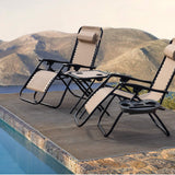 Devoko 3 Pieces Zero Gravity Chair Patio Foldable Chaise Lounge Chairs 2 Beach Chairs and Table with Cup Holders