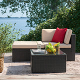 Devoko Outdoor Sectional Sofa PE Rattan Patio Furniture Sets with Cushions and Table