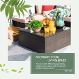 Devoko 7 Pieces Patio Furniture Sets All-Weather Outdoor Sectional Sofa Manual Weaving Wicker Rattan Patio Conversation Set with Cushion and Glass Table