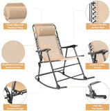 Devoko Zero Gravity Rocking Chair with Headrest Pillow Folding Recliner Foldable Lounge Chair