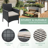 Devoko 5 Piece Patio Conversation Set Wicker Chairs Set with Tempered Glass Table